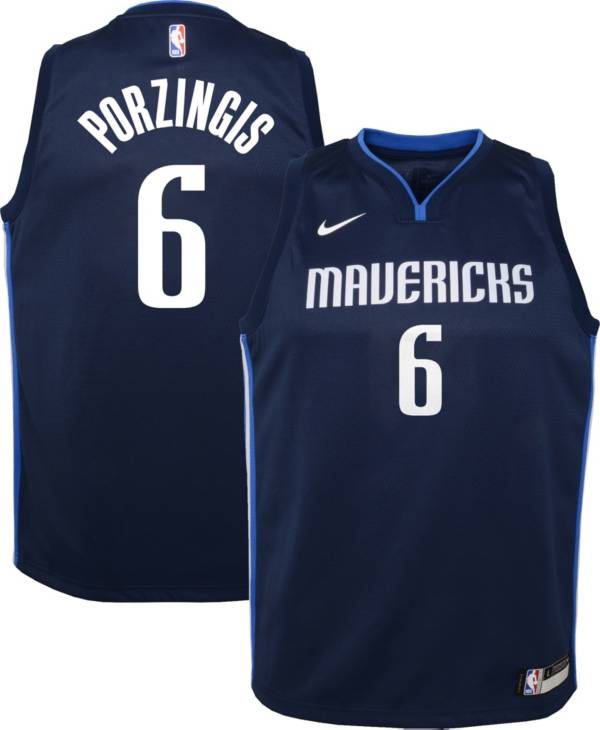 Nike Youth Dallas Mavericks Kristaps Porzingis #6 Navy Dri-FIT Statement Swingman Jersey