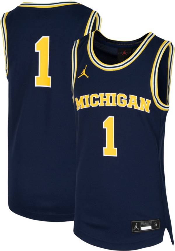 Jordan Youth Michigan Wolverines #1 Blue Replica Basketball Jersey product image