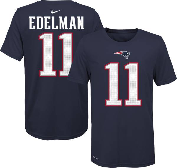 Nike Youth New England Patriots Julian Edelman #11 Logo Navy T-Shirt