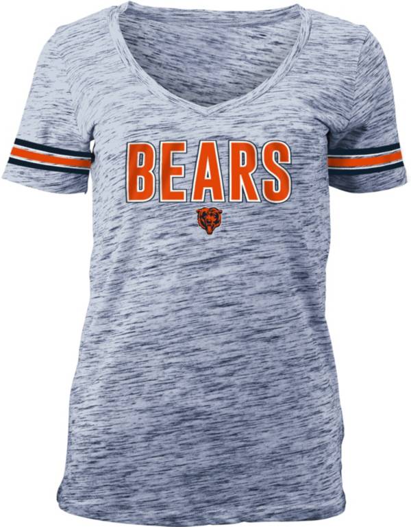 NFL Team Apparel Women's Chicago Bears Navy Space Dye V-Neck T-Shirt