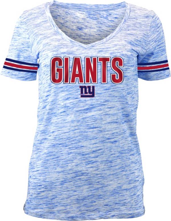 NFL Team Apparel Women's New York Giants Blue Space Dye V-Neck T-Shirt