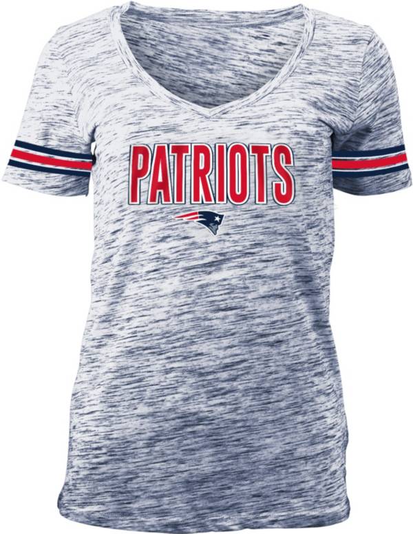 NFL Team Apparel Women's New England Patriots Navy Space Dye V-Neck T-Shirt