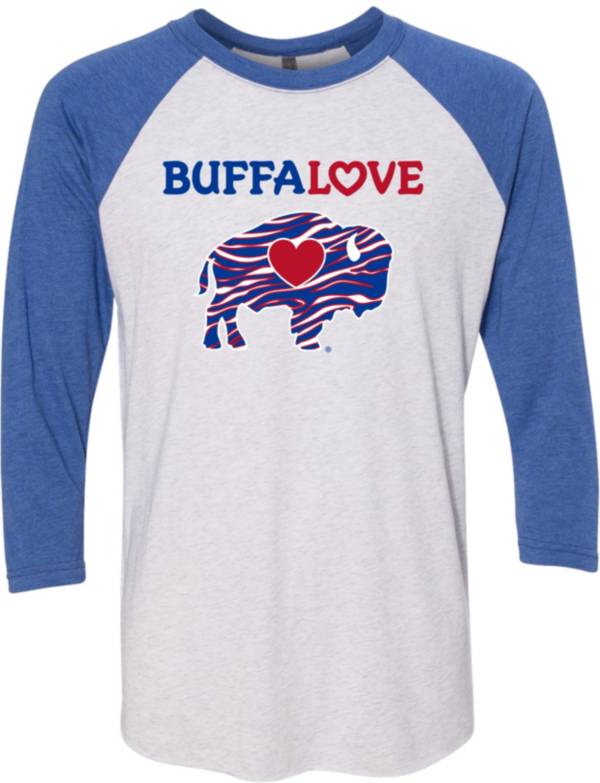 BuffaLove Men's Stripes Blue Raglan Three-Quarter Sleeve Shirt