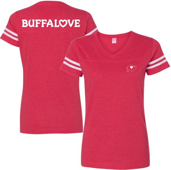 BuffaLove Women's Jersey Red V-Neck T-Shirt