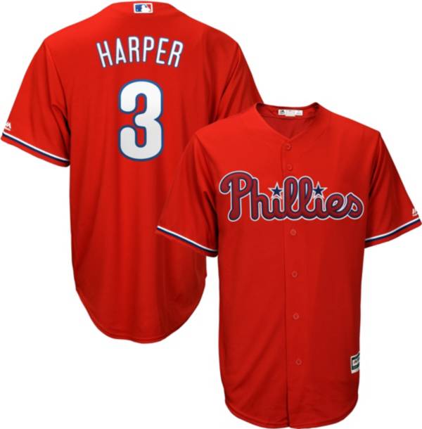 Majestic Youth Replica Philadelphia Phillies Bryce Harper #3 Cool Base Alternate Red Jersey