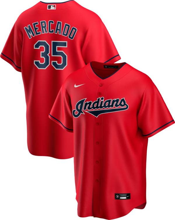 Nike Men's Replica Cleveland Indians Oscar Mercado #35 Red Cool Base Jersey