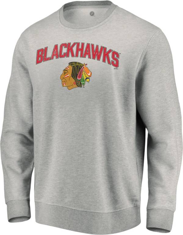 NHL Men's Chicago Blackhawks Grey Vintage Crew Sweatshirt