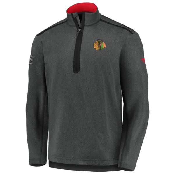 NHL Men's Chicago Blackhawks Authentic Pro Gray Quarter-Zip Pullover