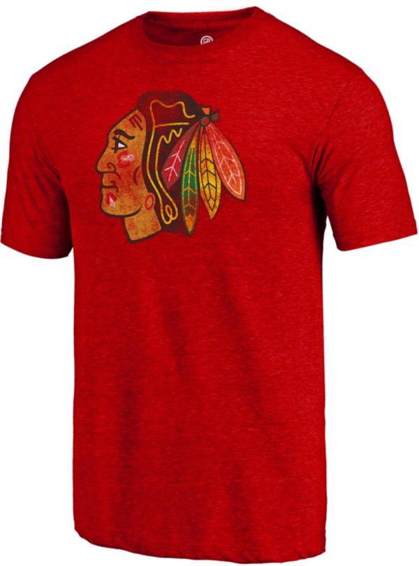 NHL Men's Chicago Blackhawks Red Logo Tri-Blend T-Shirt product image