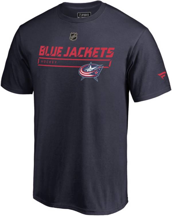 NHL Men's Columbus Blue Jackets Authentic Pro Primary Logo Navy T-Shirt