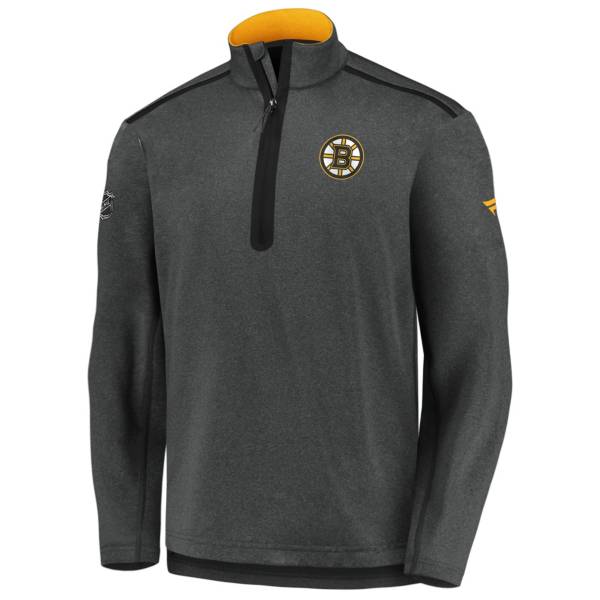 NHL Men's Boston Bruins Authentic Pro Gray Quarter-Zip Pullover