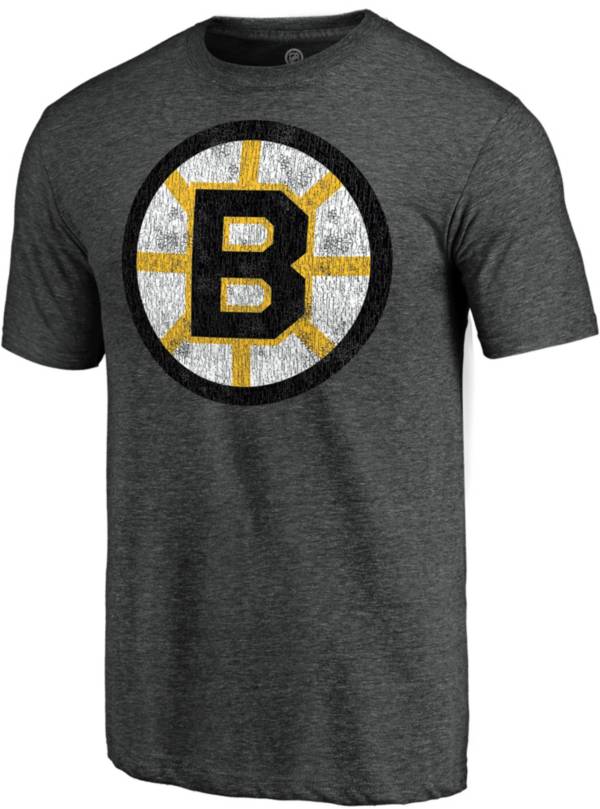 NHL Men's Boston Bruins Throwback Heather Grey T-Shirt