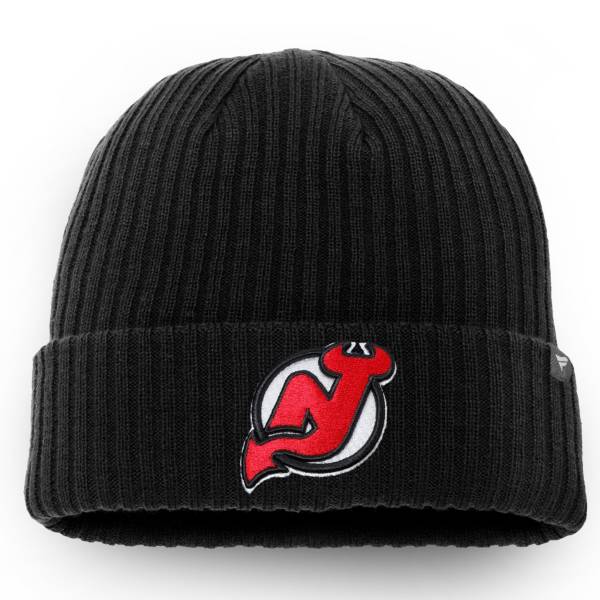 NHL Men's New Jersey Devils Logo Black Knit Beanie