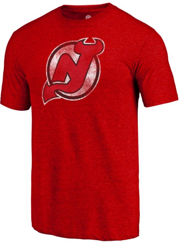 NHL Men's New Jersey Devils Red Logo Tri-Blend T-Shirt