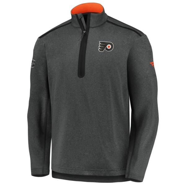 NHL Men's Philadelphia Flyers Authentic Pro Gray Quarter-Zip Pullover