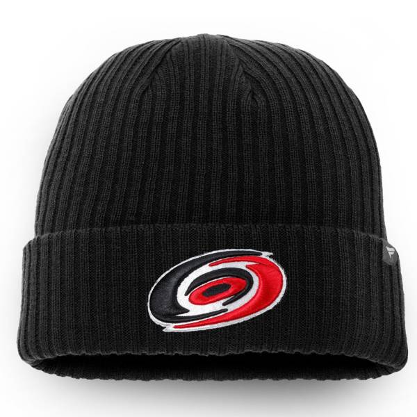 NHL Men's Carolina Hurricanes Logo Black Knit Beanie