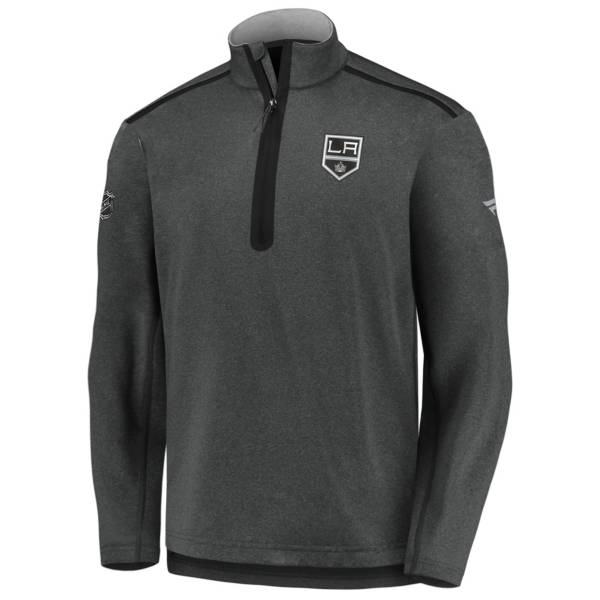 NHL Men's Los Angeles Kings Authentic Pro Gray Quarter-Zip Pullover