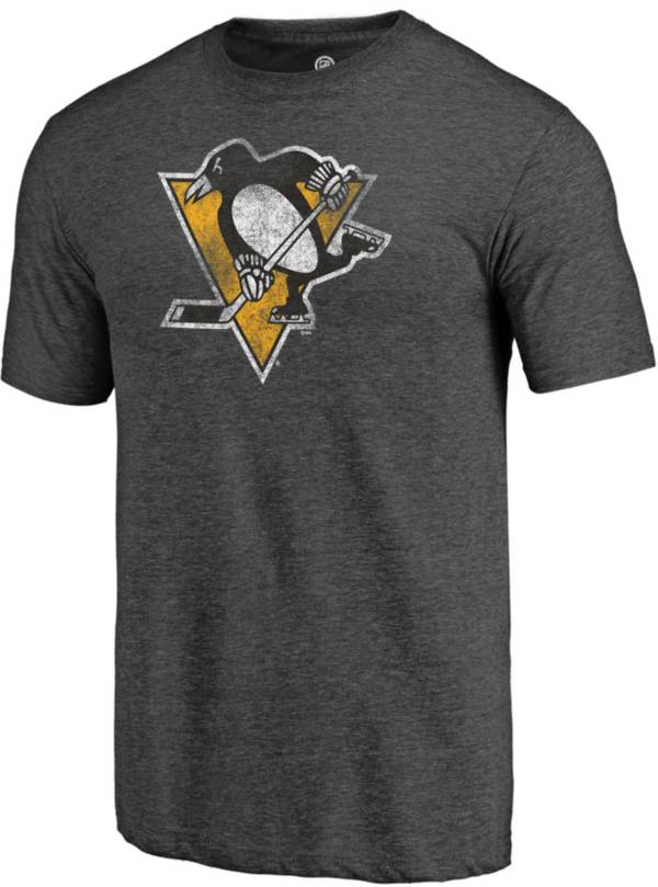 NHL Men's Pittsburgh Penguins Grey Logo Tri-Blend T-Shirt