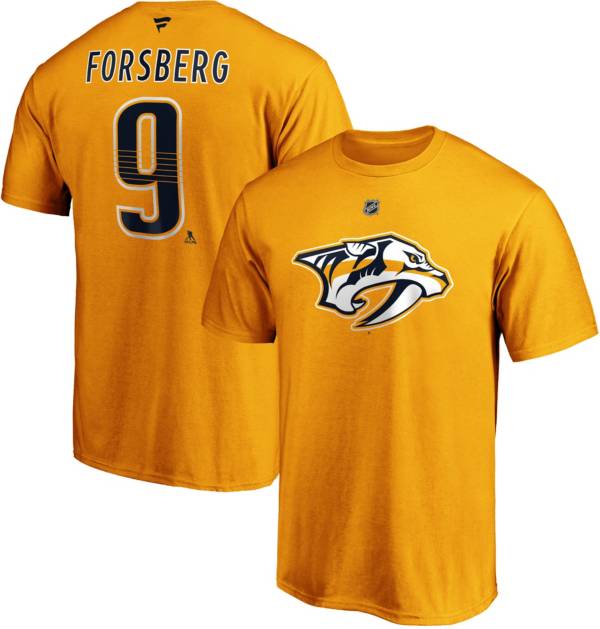 NHL Men's Nashville Predators Filip Forsberg #9 Gold Player T-Shirt