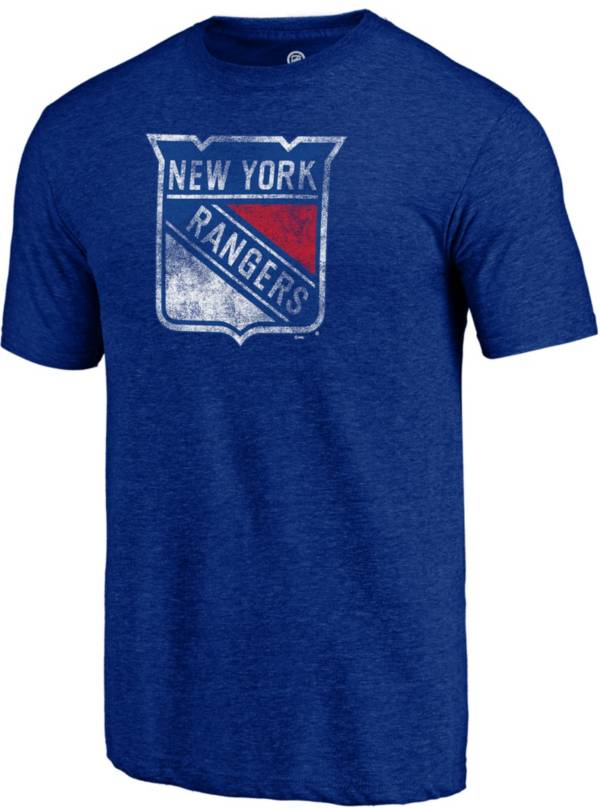 NHL Men's New York Rangers Royal Logo Tri-Blend T-Shirt