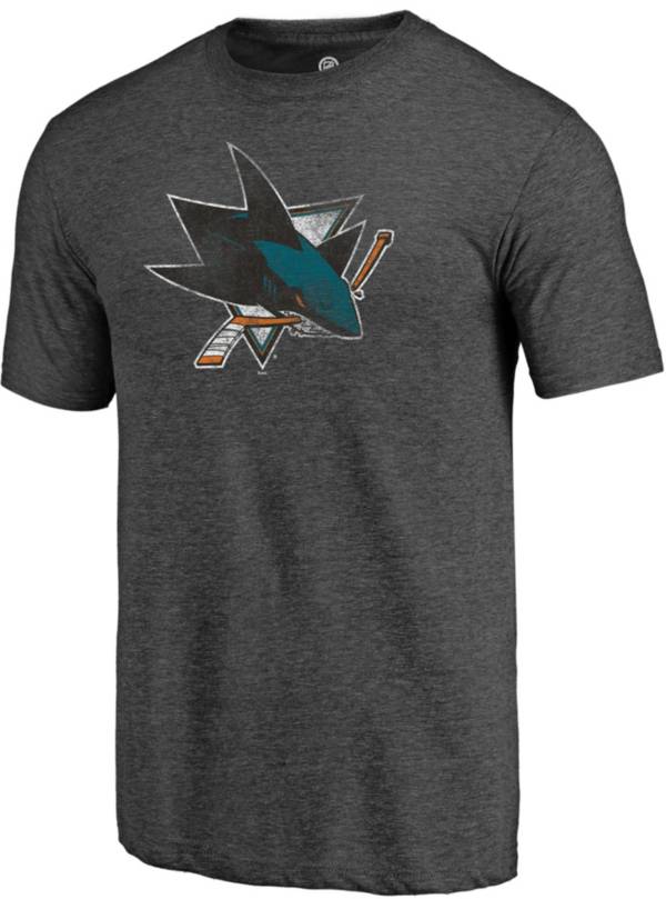 NHL Men's San Jose Sharks Grey Logo Tri-Blend T-Shirt