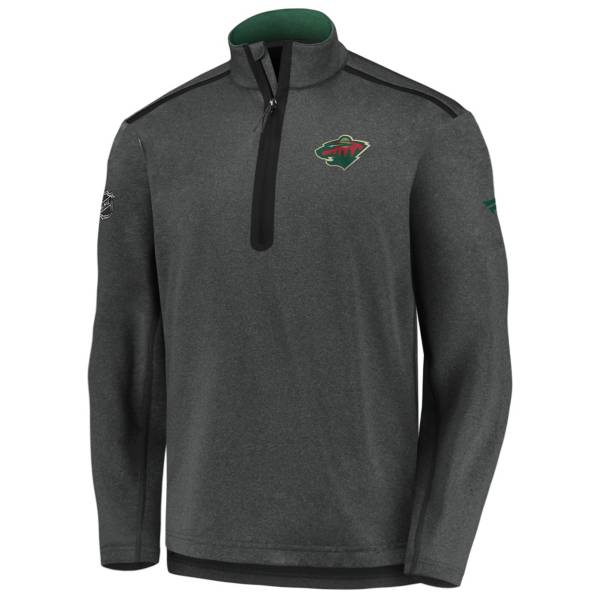 NHL Men's Minnesota Wild Authentic Pro Gray Quarter-Zip Pullover