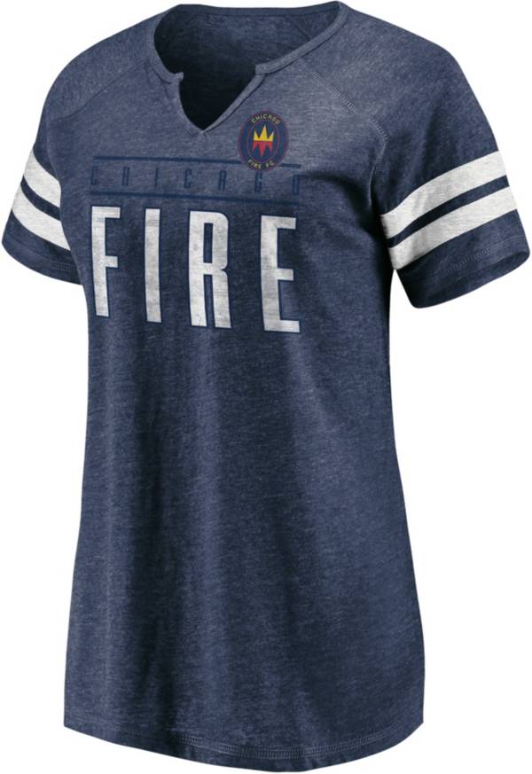 MLS Women's Chicago Fire Navy Notch Neck T-Shirt