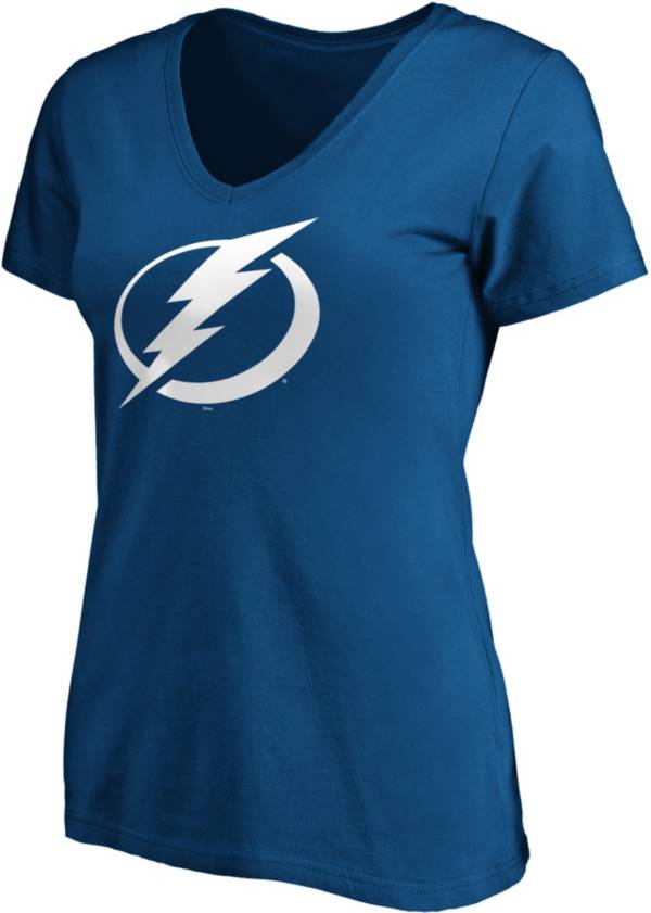 NHL Women's Tampa Bay Lightning Primary Logo Blue V-Neck T-Shirt