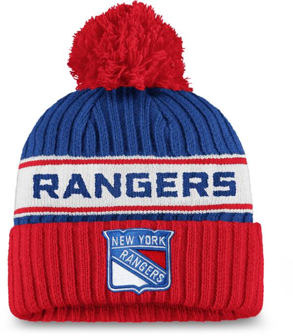 NHL Women's New York Rangers Authentic Pro Royal Pom Knit Beanie