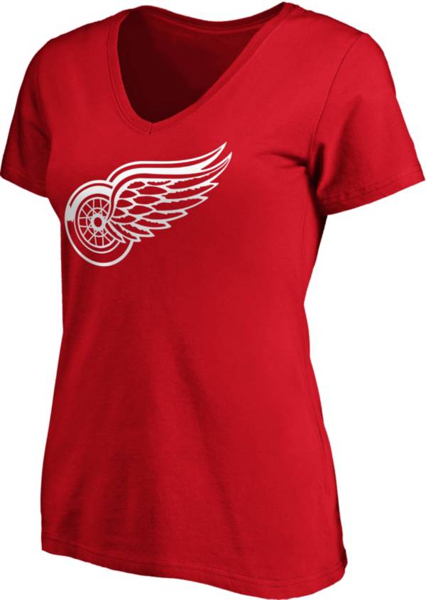 NHL Women's Detroit Red Wings Primary Logo Red V-Neck T-Shirt