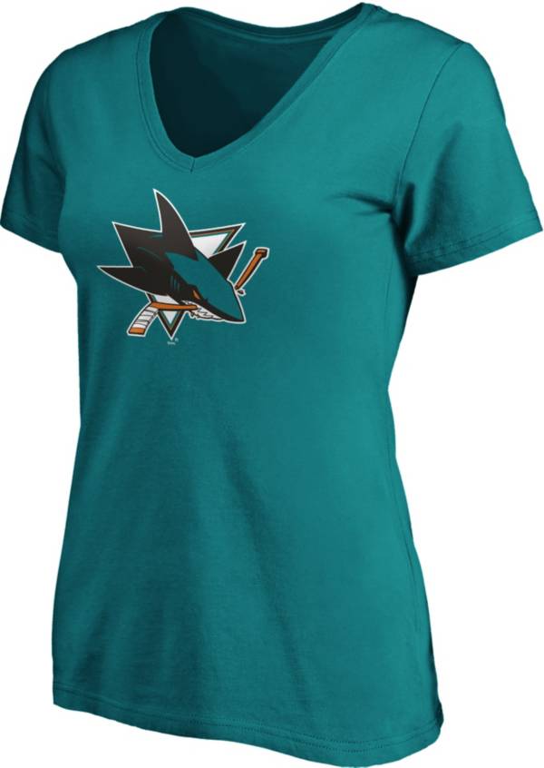 NHL Women's San Jose Sharks Primary Logo Teal V-Neck T-Shirt