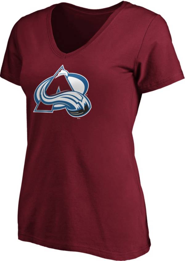 NHL Women's Colorado Avalanche Primary Logo Maroon V-Neck T-Shirt