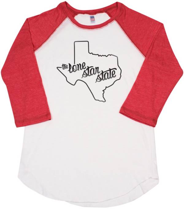 Home State Apparel Women's Texas Freehand Three Quarter Length Sleeve Raglan T-Shirt