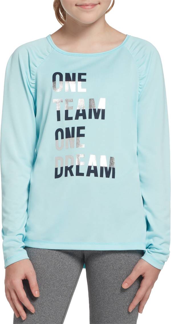 DSG Girls' Performance Heather Ruched Long Sleeve Shirt