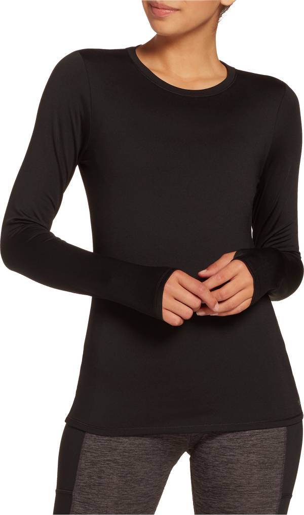 Long Sleeve Compression Workout Tops for Women Thermal Running Shirt Dry Fit w/Thumbholes 