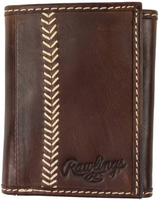 Details about   Rawlings Debossed Baseball Stitch Bi-fold Wallet Baseball Genuine Leather Tan 