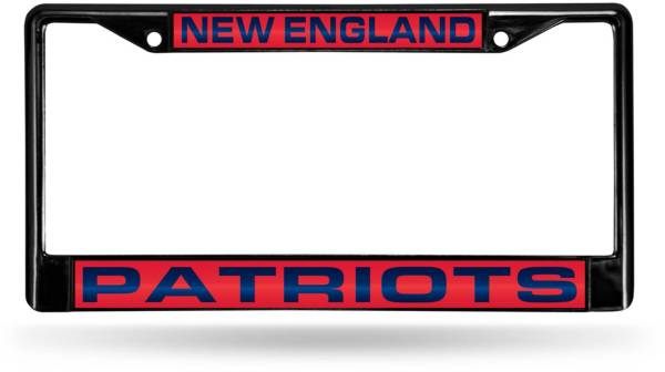 Rico New England Patriots Black Laser Chrome License Plate Frame