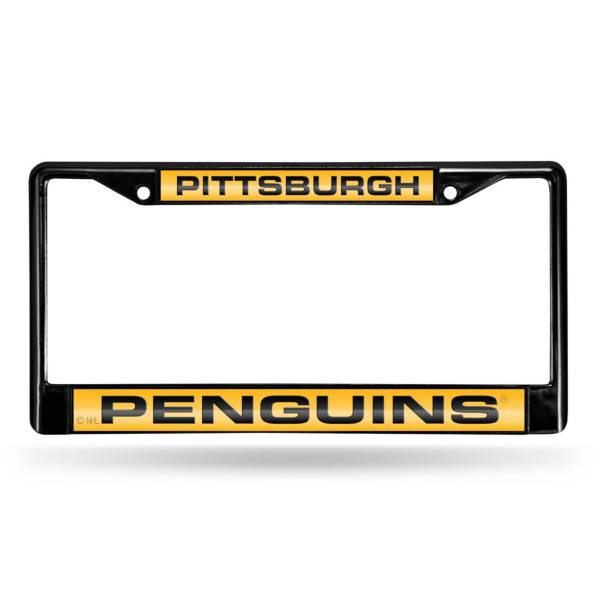 Rico Pittsburgh Penguins Black Laser Chrome License Plate Frame