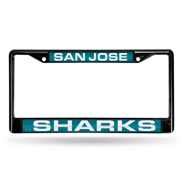 Rico San Jose Sharks Black Laser Chrome License Plate Frame