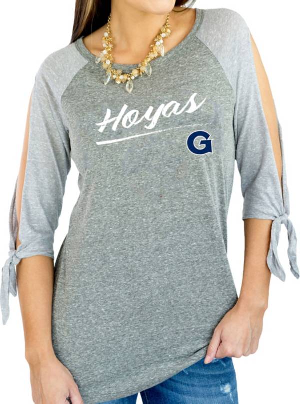 Gameday Couture Women's Georgetown Hoyas Grey Tie ¾ Sleeve Raglan Shirt product image