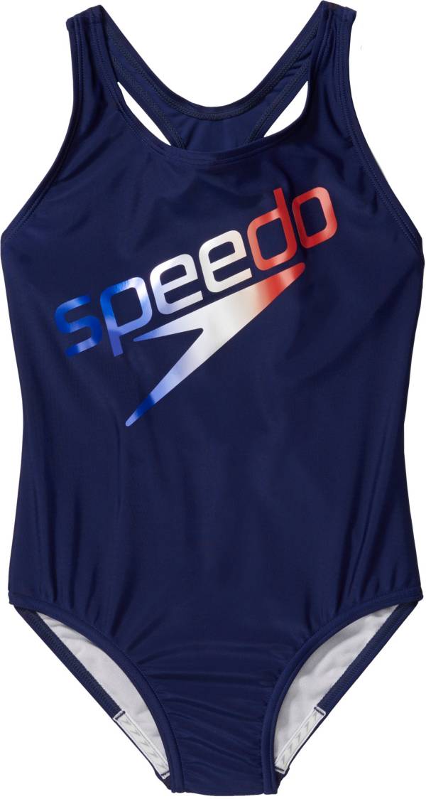 Speedo Girls' Logo One Piece Swimsuit