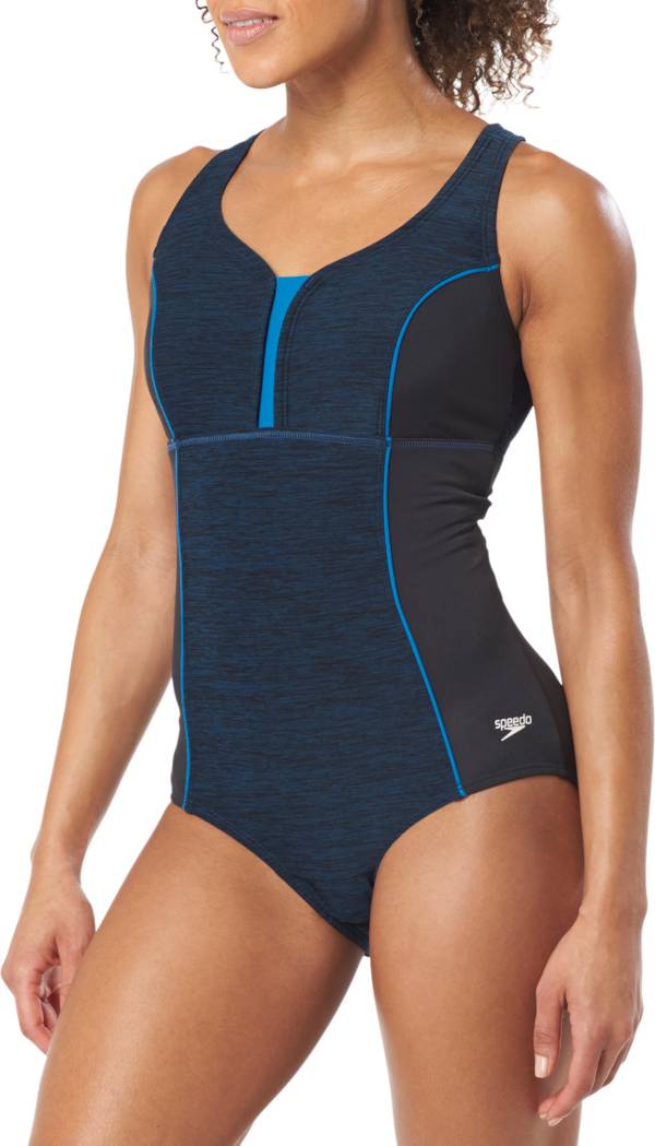 Speedo Women's Texture Touchback Racerback One Piece Swimsuit