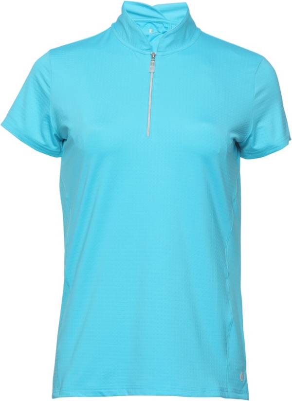 Bette & Court Women's Petal 1/4 Zip Mock Neck Golf Polo