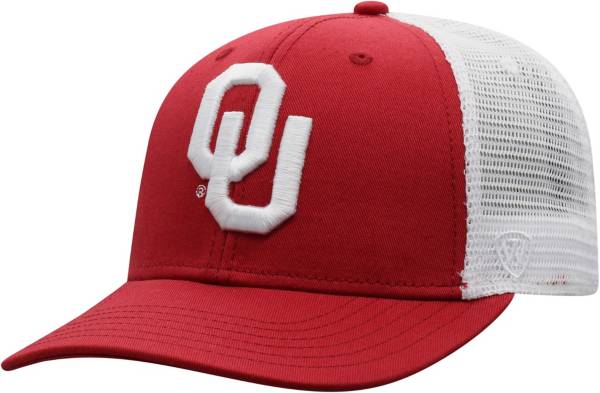 Top of the World Men's Oklahoma Sooners Crimson/White Trucker Adjustable Hat