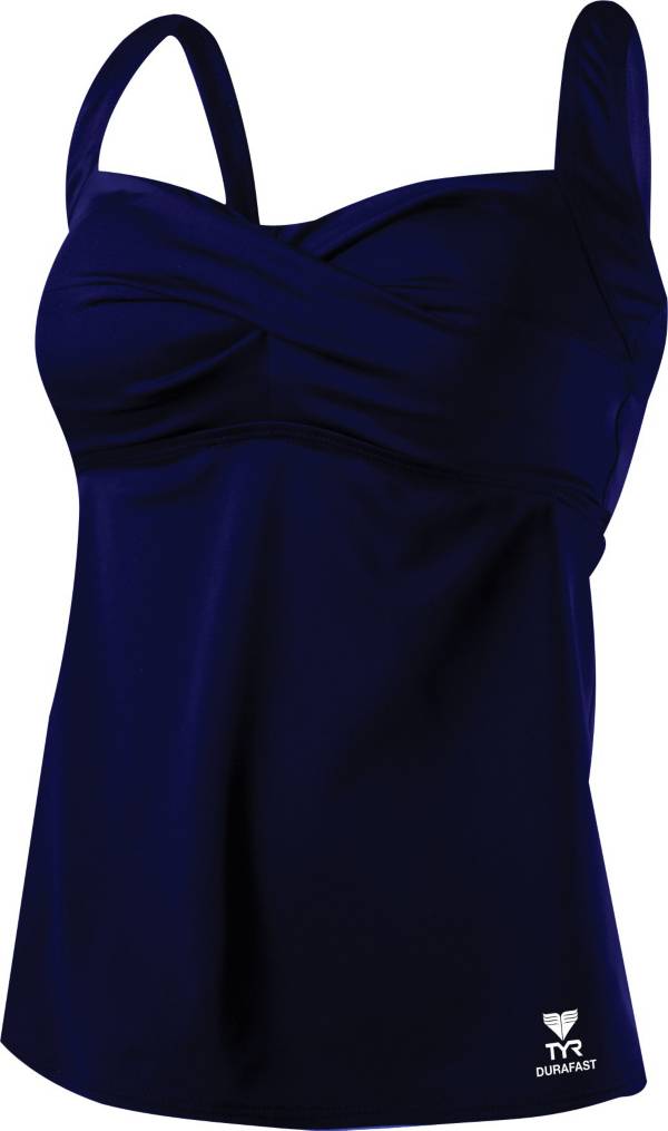 TYR Women's Plus Size Solid Twisted Bra Tankini Top