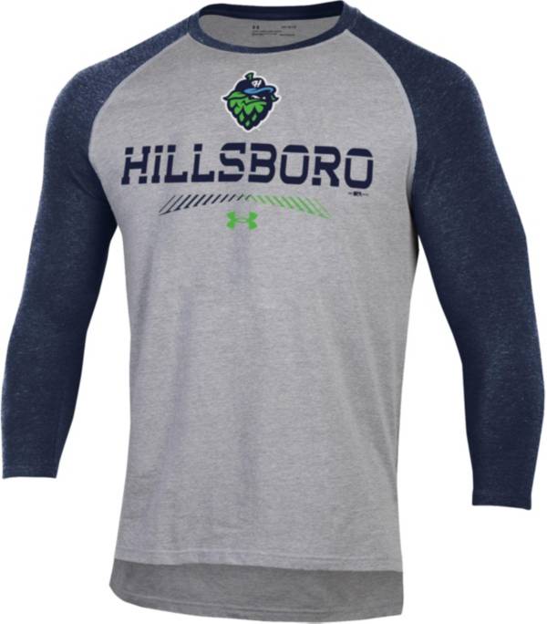 Under Armour Men's Hillsboro Hops Navy Raglan Three-Quarter Sleeve T-Shirt