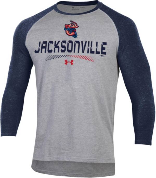 Under Armour Men's Jacksonville Jumbo Shrimp Navy Raglan Three-Quarter Sleeve T-Shirt