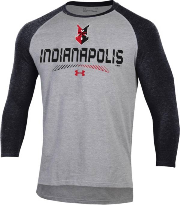 Under Armour Men's Indianapolis Indians Black Raglan Three-Quarter Sleeve T-Shirt