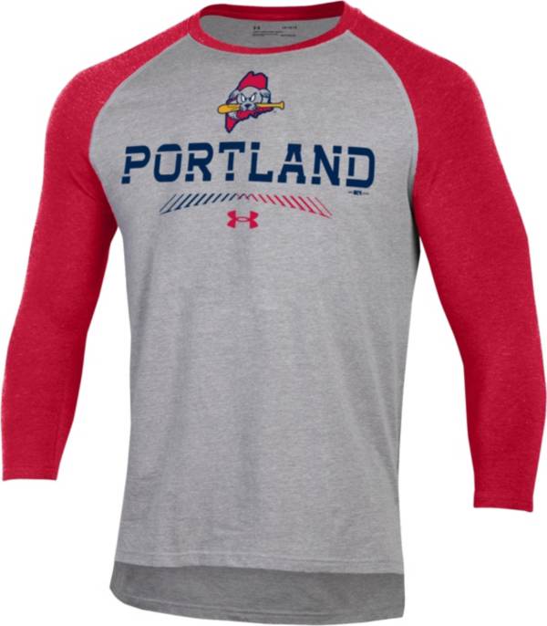 Under Armour Men's Portland Sea Dogs Red Raglan Three-Quarter Sleeve T-Shirt