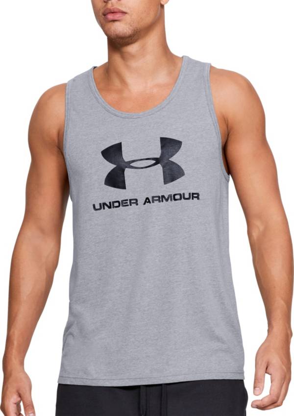 Under Armour Mens Sportstyle Logo Tank Top Navy Blue Sports Gym Breathable 